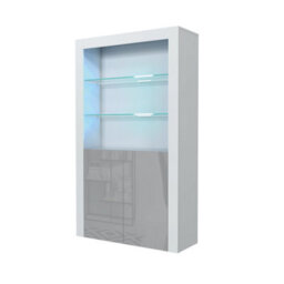 Spectrum Display Cabinet 170Cm White & Grey With High Gloss Doors And Led Lighting - Creative Furniture - thumbnail 7