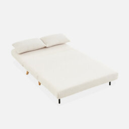 Sweeek - 2-Seater Scandi-Style Folding Sofa Bed Guesta Boucle Off-White Boucle 120X89X80 Cm - thumbnail 7