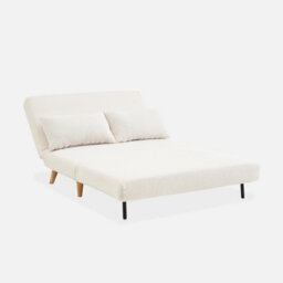 Sweeek - 2-Seater Scandi-Style Folding Sofa Bed Guesta Boucle Off-White Boucle 120X89X80 Cm - thumbnail 6
