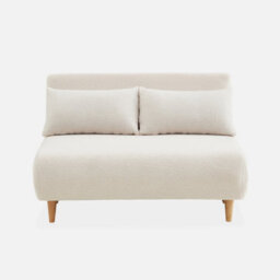 Sweeek - 2-Seater Scandi-Style Folding Sofa Bed Guesta Boucle Off-White Boucle 120X89X80 Cm - thumbnail 4