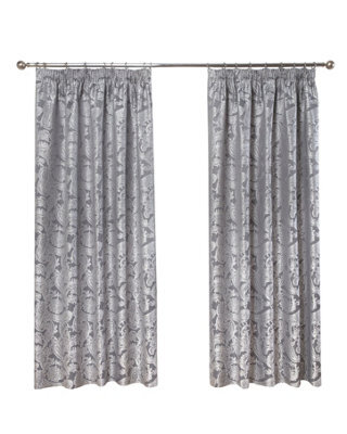 Emma Barclay Duchess Lined Pencil Pleat Curtains, Silver - 90 Wide X 90 Drop Inch Pair - image 1