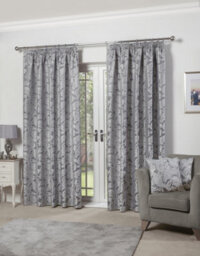 Emma Barclay Duchess Lined Pencil Pleat Curtains, Silver - 90 Wide X 90 Drop Inch Pair - thumbnail 2