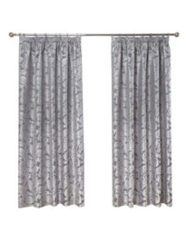 Emma Barclay Duchess Lined Pencil Pleat Curtains, Silver - 90 Wide X 90 Drop Inch Pair
