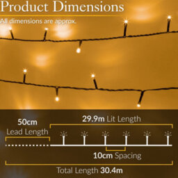 Christow Christmas Indoor/outdoor Battery Led String Lights Green Cable Warm White - 300 - thumbnail 3
