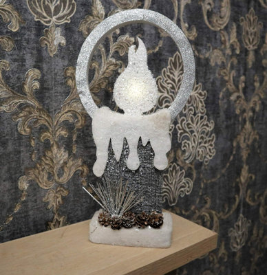 Shatchi Let It Snow White Christmas Lantern Wooden Warm Led Light Nativity Indoor Decorations - image 1