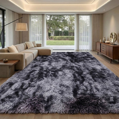 Fluffy Soft Carpet Large Shaggy Rug Anti-Slip Bedroom Living Room Floor Mats Dark Grey 160X230Cm - image 1