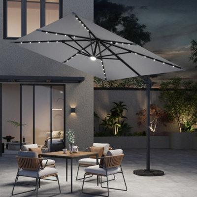 Breeins Light Grey Outdoor Garden Patio Umbrellas Cantilever Waterproof Parasol For Backyard And Pool With Base - image 1