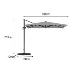 Breeins Light Grey Outdoor Garden Patio Umbrellas Cantilever Waterproof Parasol For Backyard And Pool With Base - thumbnail 7