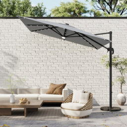 Breeins Light Grey Outdoor Garden Patio Umbrellas Cantilever Waterproof Parasol For Backyard And Pool With Base - thumbnail 2