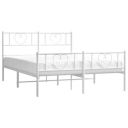 Berkfield Metal Bed Frame With Headboard And Footboard White 120X190 Cm 4Ft Small Double - thumbnail 3