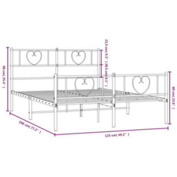 Berkfield Metal Bed Frame With Headboard And Footboard White 120X190 Cm 4Ft Small Double - thumbnail 9