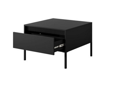 Arte Senne Beige Matt Coffee Table With Drawer (H)480mm (W)680mm (D)680mm - With Metal Legs - image 1