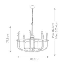 Luminosa Lighting Elstead Capitol Hill 12 Light Multi Arm Pendant Ceiling Light, Painted Natural Brass - thumbnail 6