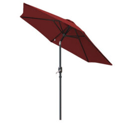 Sundaze 2.5M Wine Red Round Garden Parasol Umbrella Patio Sun Shade Canopy Crank Tilt With Base - thumbnail 2
