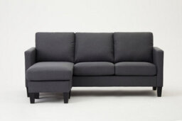 Home Detail Leah 3 Seater Fabric Sofa L-Shaped Chaise Left Or Right Hand Corner With Black Legs, Grey - thumbnail 2