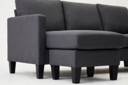 Home Detail Leah 3 Seater Fabric Sofa L-Shaped Chaise Left Or Right Hand Corner With Black Legs, Grey - thumbnail 5