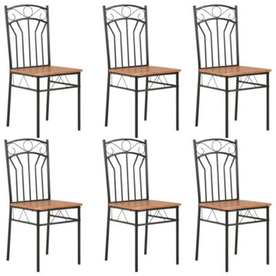 Vidaxl Dining Chairs 6 Pcs Brown Mdf Dining Chairs - image 1