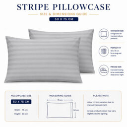 Moonlight Bedding Pillow Cover Set Of 10 - Satin Stripe Pattern Microfiber Pillowcases Envelope Closure Bed Pillow Cover (White) - thumbnail 7