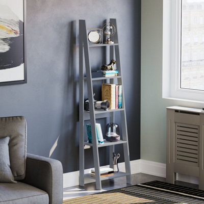 Lassic Vida Designs Bristol Grey 5 Tier Ladder Bookcase Freestanding Open Shelf (H)1755mm (W)460mm (D)385mm - image 1