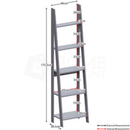 Lassic Vida Designs Bristol Grey 5 Tier Ladder Bookcase Freestanding Open Shelf (H)1755mm (W)460mm (D)385mm - thumbnail 2