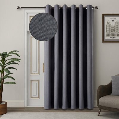 Ameha 100% Blackout Thermal Insulated Curtain 260Gsm Linen Texture Fabric-Charcoal,66X84'' Door Curtain For Bedroom Home Decor Uk - image 1