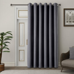 Ameha 100% Blackout Thermal Insulated Curtain 260Gsm Linen Texture Fabric-Charcoal,66X84'' Door Curtain For Bedroom Home Decor Uk - thumbnail 2