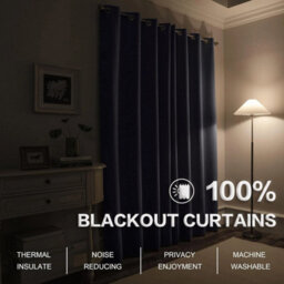 Ameha 100% Blackout Thermal Insulated Curtain 260Gsm Linen Texture Fabric-Charcoal,66X84'' Door Curtain For Bedroom Home Decor Uk - thumbnail 3