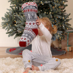 Dibor Grey Fair Isle Nostalgia Knit Xmas Gift Decoration Christmas Stocking For Kids - thumbnail 4