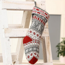 Dibor Grey Fair Isle Nostalgia Knit Xmas Gift Decoration Christmas Stocking For Kids - thumbnail 3