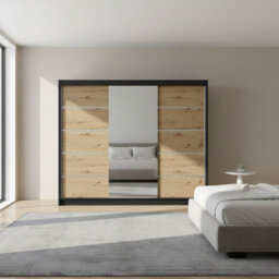 Derby Vi Modern High Capacity Wardrobe For Everyday Clothing Storage Black Artisan Oak - thumbnail 2