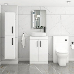 Royal Bathrooms Turin 800mm Freestanding Bathroom Vanity Unit With Sink 2 Door Gloss White & Lyon Countertop Basin - thumbnail 3