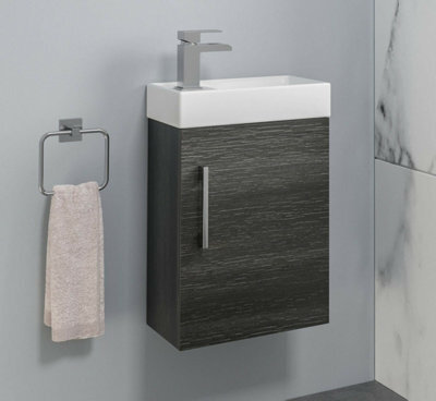 Aveli Modern Bathroom Basin Sink Vanity Unit Wall Hung 1 Tap Hole 400mm Charcoal Grey - image 1