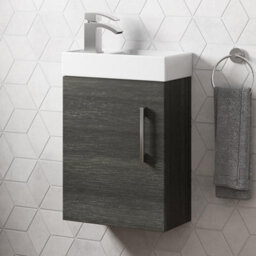 Affine Modern Bathroom Basin Sink Vanity Unit Wall Hung 1 Tap Hole 400mm Charcoal Grey - thumbnail 2