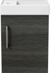 Affine Modern Bathroom Basin Sink Vanity Unit Wall Hung 1 Tap Hole 400mm Charcoal Grey - thumbnail 5