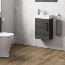 Affine Modern Bathroom Basin Sink Vanity Unit Wall Hung 1 Tap Hole 400mm Charcoal Grey - thumbnail 3