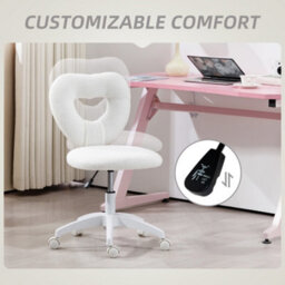 Homcom Armless Heart Desk Chair, Makeup Vanity Chair For Home, White - thumbnail 7