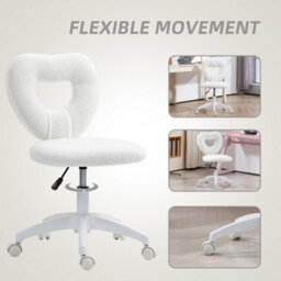 Homcom Armless Heart Desk Chair, Makeup Vanity Chair For Home, White - thumbnail 6