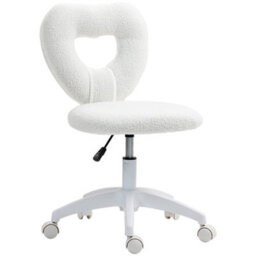 Homcom Armless Heart Desk Chair, Makeup Vanity Chair For Home, White - thumbnail 2