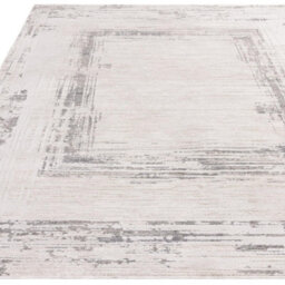 Furniturebox Uk Strata Grey & Cream Sketched Border Rug 200X300 - thumbnail 3