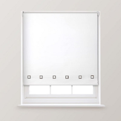 A.unique Home Premium Quality Trimmable Square Eyelet Window Roller Blind - 4Ft - White - 120Cm (W) X 170Cm (L) - image 1