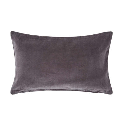 Homescapes Dark Grey Velvet Rectangular Cushion Cover, 30 X 50 Cm - image 1