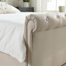 Aspire Chesterfield Ottoman Storage Bed In Natural Linen, Size Small Double - thumbnail 9