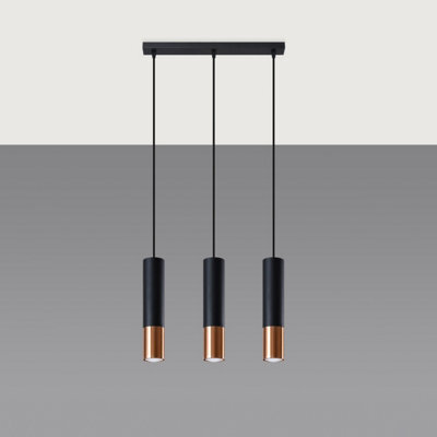Sollux Lighting Loopez Steel Black/copper 3L Light Classic Pendant Ceiling Light - image 1