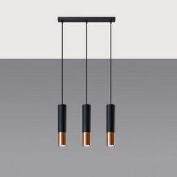 Sollux Lighting Loopez Steel Black/copper 3L Light Classic Pendant Ceiling Light - thumbnail 1