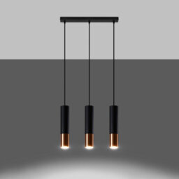 Sollux Lighting Loopez Steel Black/copper 3L Light Classic Pendant Ceiling Light - thumbnail 2