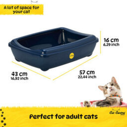 Cat Centre.Direct Cat Centre Jumbo Oval Litter Tray With Removable Rim Dark Blue - thumbnail 3