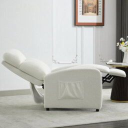 MCC Direct Recliner Pushback Adjustable Reclining Arm Chair Teddy Fabric Cream/white - thumbnail 4