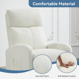 MCC Direct Recliner Pushback Adjustable Reclining Arm Chair Teddy Fabric Cream/white - thumbnail 6