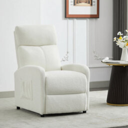 MCC Direct Recliner Pushback Adjustable Reclining Arm Chair Teddy Fabric Cream/white - thumbnail 1