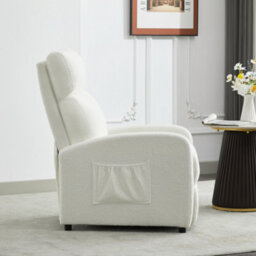 MCC Direct Recliner Pushback Adjustable Reclining Arm Chair Teddy Fabric Cream/white - thumbnail 3